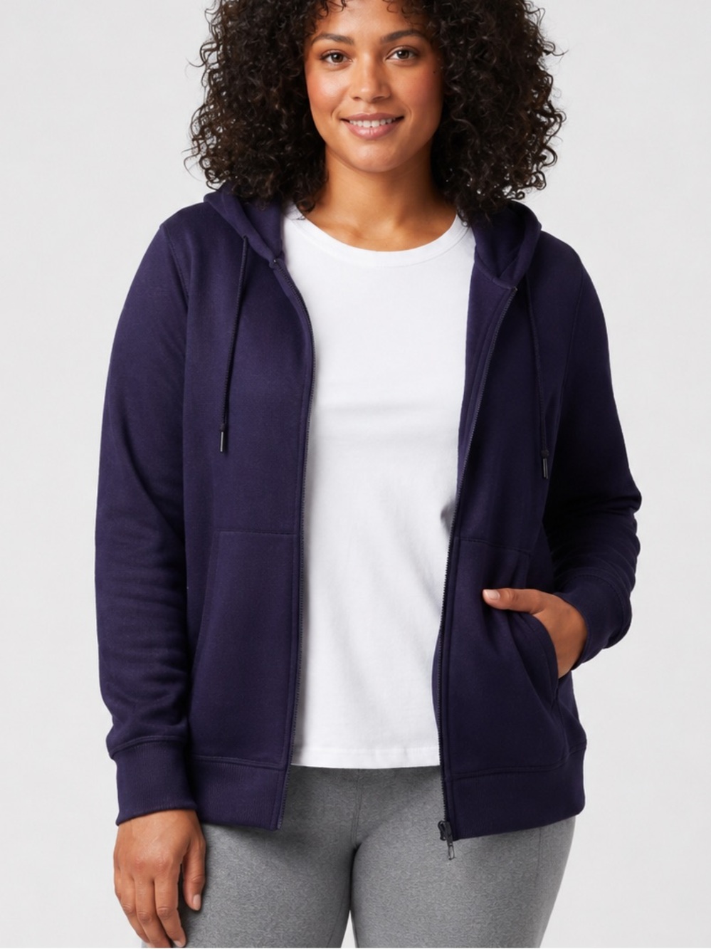 PENNINGTONS ACTIVE ZONE Purple Metallic Zip Up Hoodie 1X